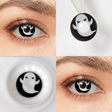 White Ghost Pattern Halloween Contacts