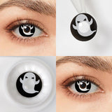 White Ghost Pattern Halloween Contacts