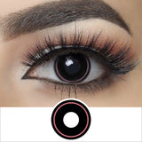 pink rim halloween contacts wearing effect drawing and plan lens