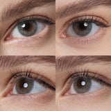 hidrocor graphite gray colored contacts wearing effect drawing from different angle