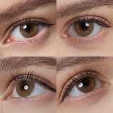 hidrocor ochre brown colored contacts wearing effect drawing from different angle