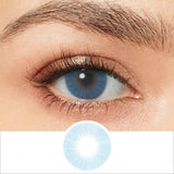 hidrocor azul blue colored contacts wearing effect drawing and plan lens