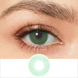 hidrocor verde green colored contacts wearing effect drawing and plan lens