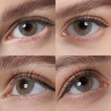 hidrocor crystal yellow colored contacts wearing effect drawing from different angle