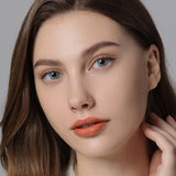 modelwearinghidrocor topaz blue colored contacts