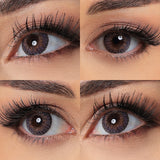 3 tone amethyst colored contacts wearing effect drawing from different angle