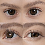 glass ball chocolate brown colored contacts wearing effect drawing from different angle
