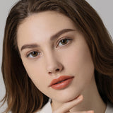 modelwearingpro khaki brown colored contacts