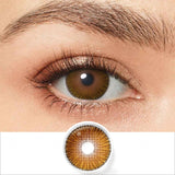 fiesta hazel colored contacts wearing effect drawing and plan lens