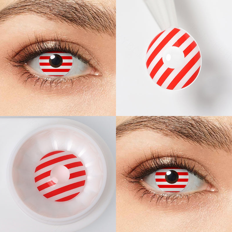 Red And White Striped Contacts