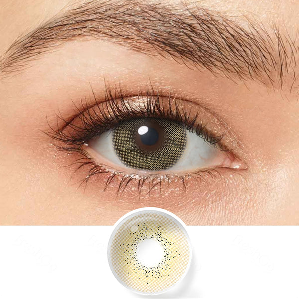 ocean brown colored contacts wearing effect drawing and plan lens