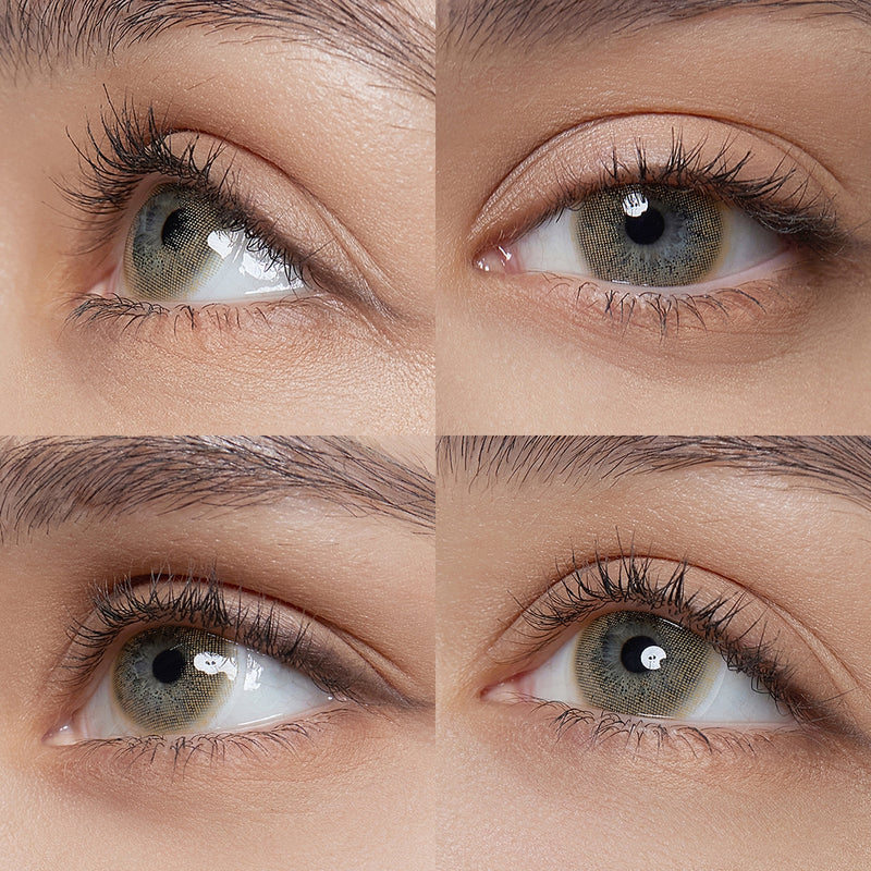 ocean jade green colored contacts wearing effect drawing from different angle