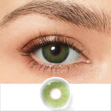moss green colored contacts wearing effect drawing and plan lens
