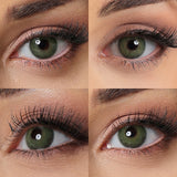 moss green colored contacts wearing effect drawing from different angle