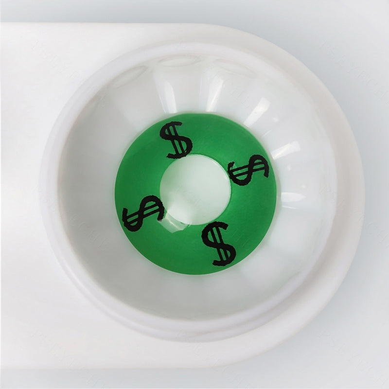 Green Dollar Sign Contact Lenses