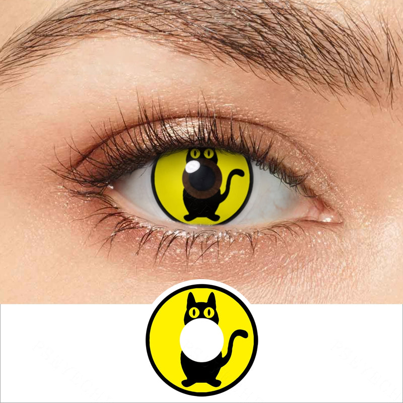 Yellow Kitten Pattern Halloween Contacts