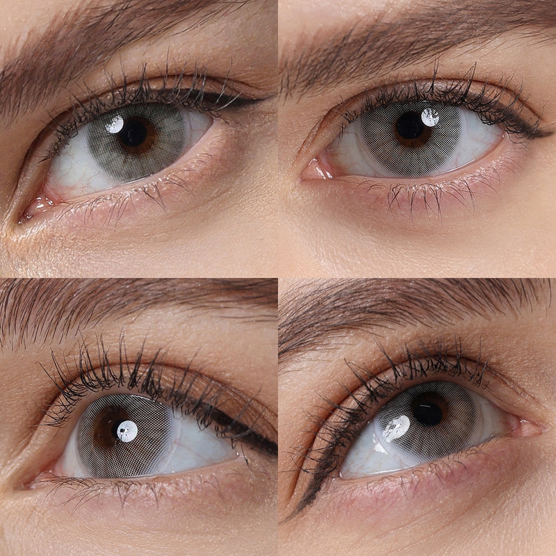hidrocor icy gray colored contacts wearing effect drawing from different angle