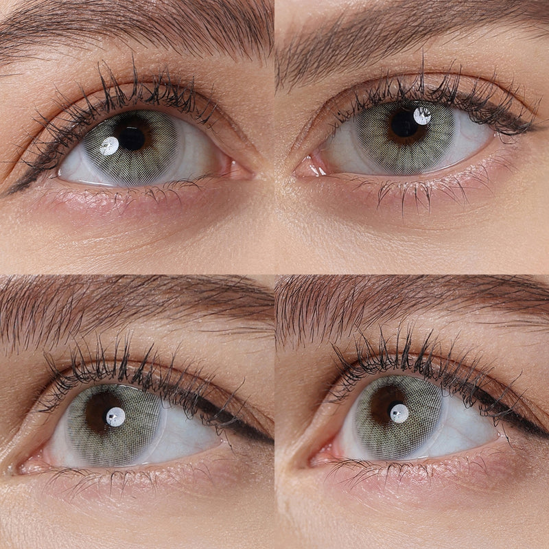 hidrocor quartz gray colored contacts wearing effect drawing from different angle