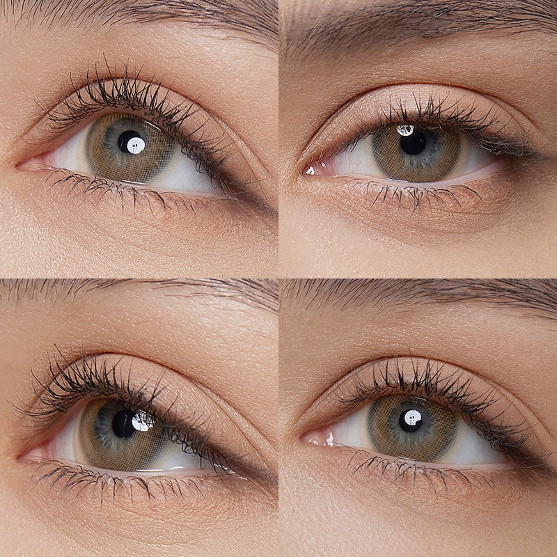 fancy cocoa colored contacts wearing effect drawing from different angle