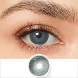 fiesta gray colored contacts wearing effect drawing and plan lens
