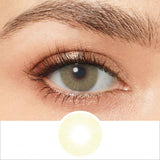 hidrocor amber yellow colored contacts wearing effect drawing and plan lens