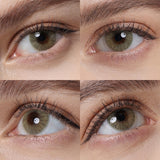 hidrocor mel yellow colored contacts wearing effect drawing from different angle