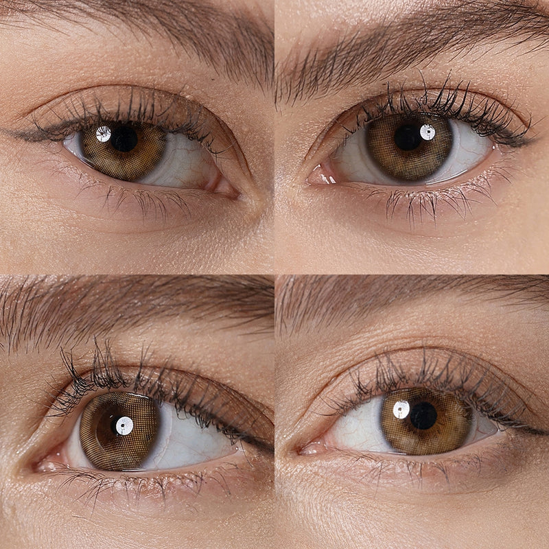 spanish real hazel colored contacts wearing effect drawing from different angle