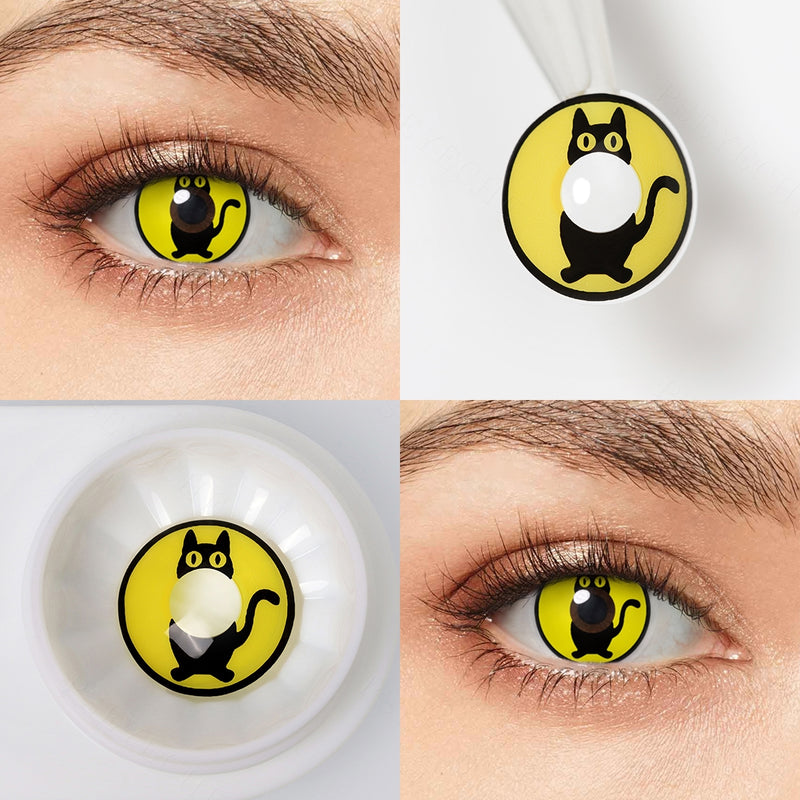 Yellow Kitten Pattern Halloween Contacts