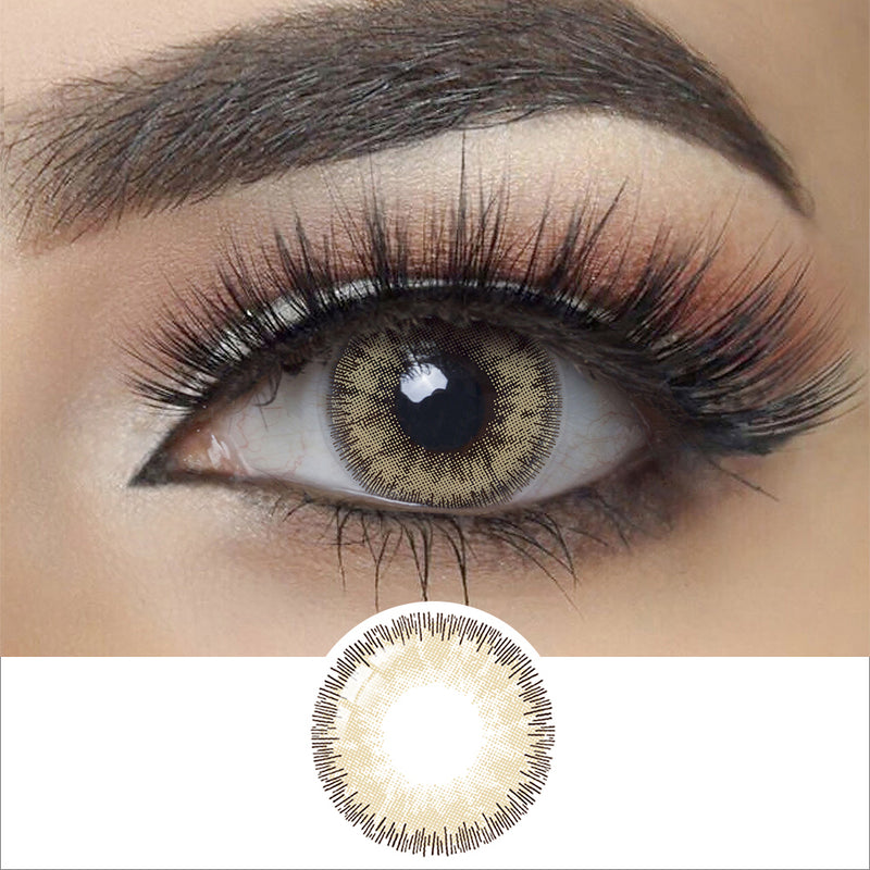 glow radiant brown colored contacts wearing effect drawing and plan lens
