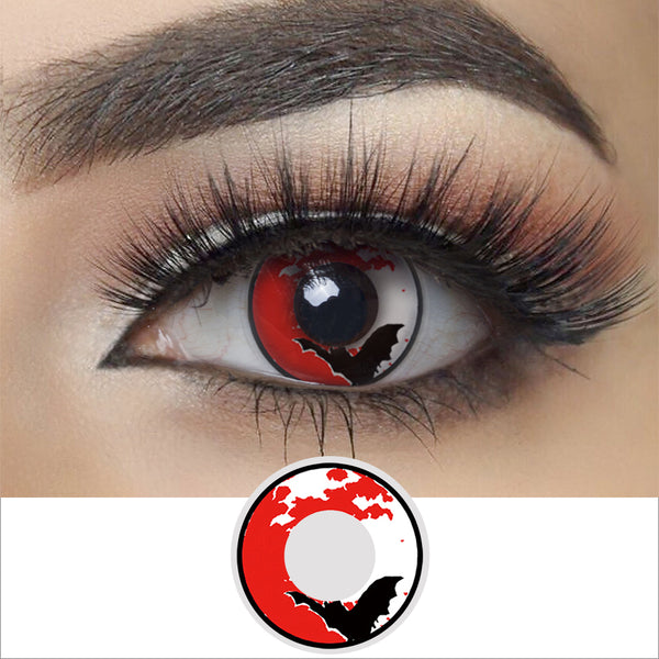 blood bat halloween contacts wearing effect drawing and plan lens