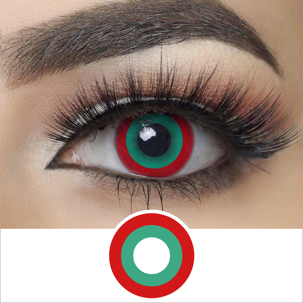 Red and Green Circle Halloween Contacts