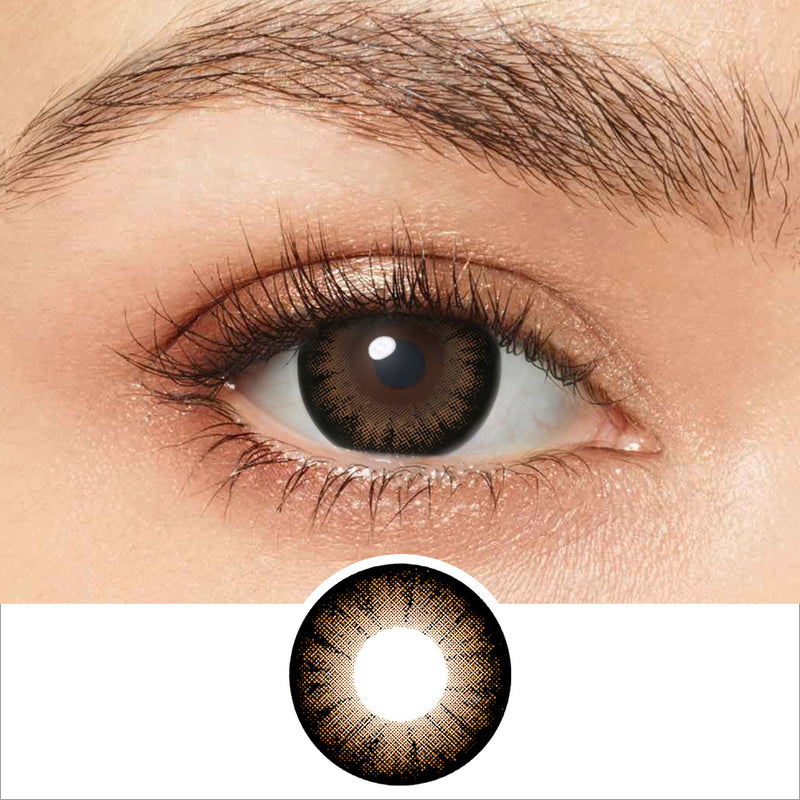glass ball chocolate brown colored contacts wearing effect drawing and plan lens