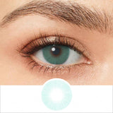 hidrocor marine blue colored contacts wearing effect drawing and plan lens