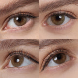 hidrocor ochre brown colored contacts wearing effect drawing from different angle