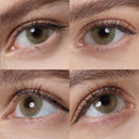 hidrocor mel yellow colored contacts wearing effect drawing from different angle