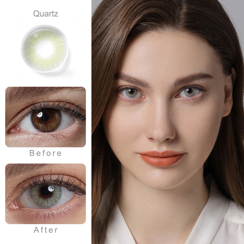 hidrocor quartz gray colored contacts wearing effect comparison of before and after