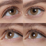 hidrocor avela brown colored contacts wearing effect drawing from different angle