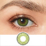 3 tone gemstone green colored contacts wearing effect drawing and plan lens