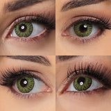 3 tone gemstone green colored contacts wearing effect drawing from different angle