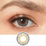 3 tone gray colored contacts wearing effect drawing and plan lens