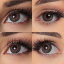 3 tone gray colored contacts wearing effect comparison of before and after