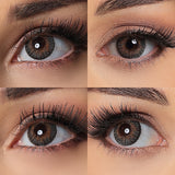 3 tone gray colored contacts wearing effect comparison of before and after