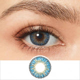 3 tone true sapphire colored contacts wearing effect drawing and plan lens