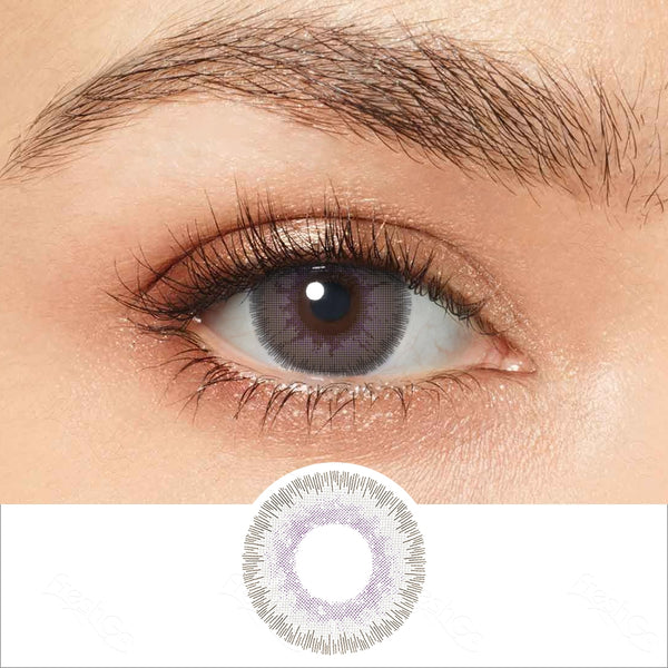 elite lavender gray colored contacts wearing effect drawing and plan lens