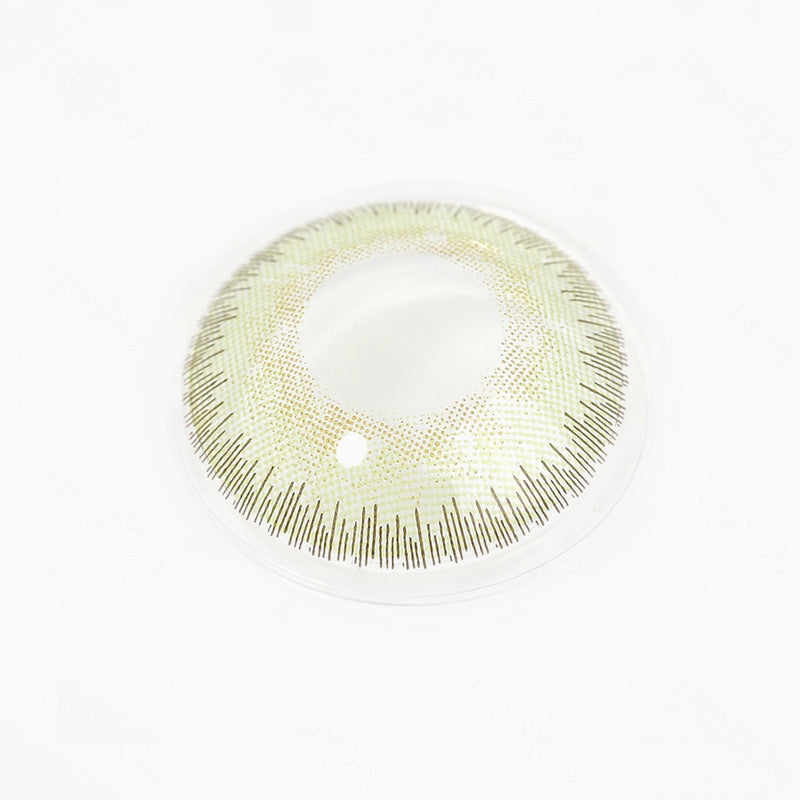 elite sandy green colored contacts with real shot