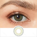 elite sandy green colored contacts wearing effect drawing and plan lens