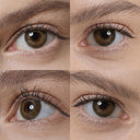 elite sandy green colored contacts wearing effect drawing from different angle