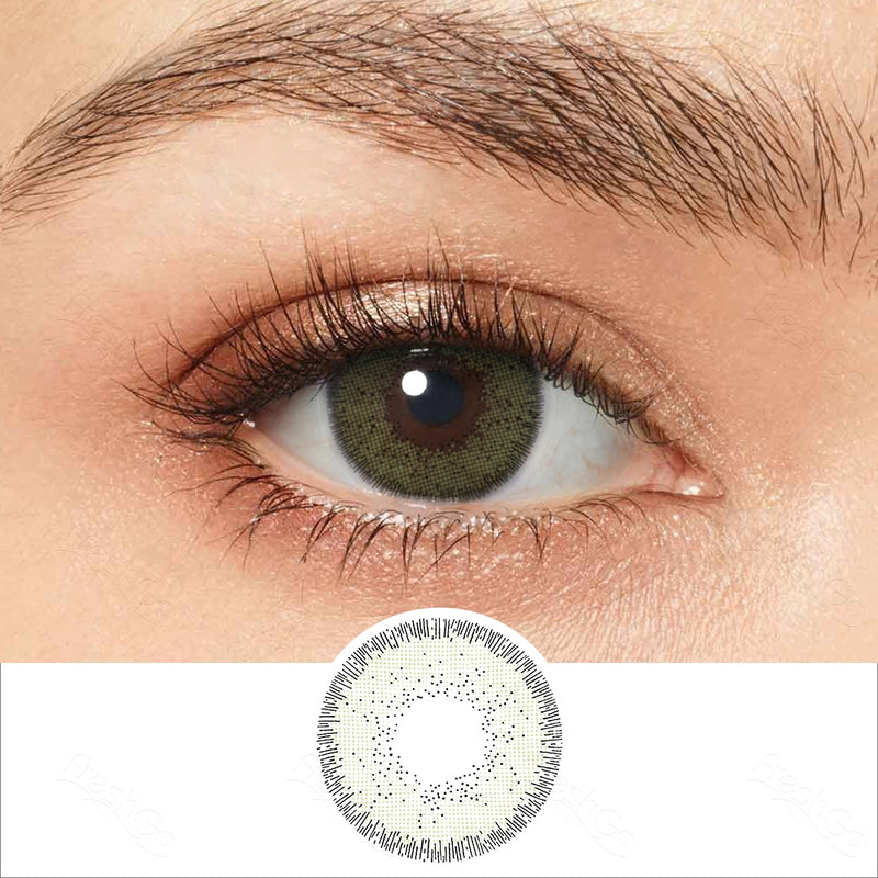 nature cristal green colored contacts wearing effect drawing and plan lens