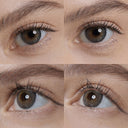 natural quartzo gray colored contacts wearing effect drawing from different angle
