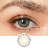 premium gray colored contacts wearing effect drawing and plan lens